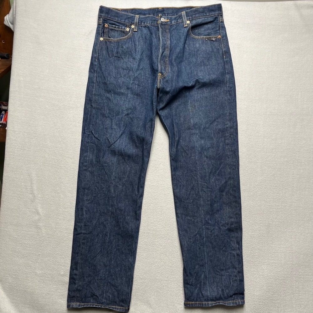 VTG Levi's 501 Raw‎ Denim Look Jeans Mens 38x34 fit(34x32) Dark Wash Rigid Y2K